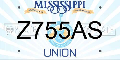 Z755AS Mississippi License Plate