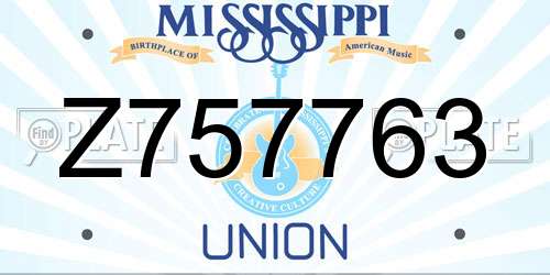 Z757763 Mississippi License Plate