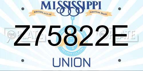 Z75822E Mississippi License Plate