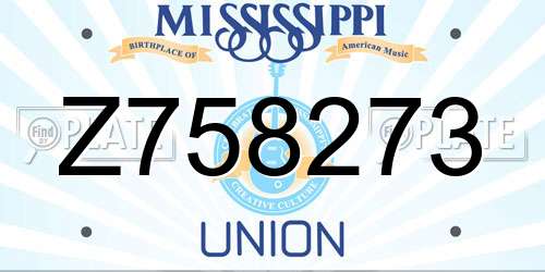 Z758273 Mississippi License Plate