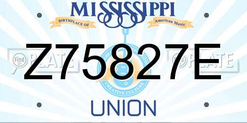 Z75827E Mississippi License Plate
