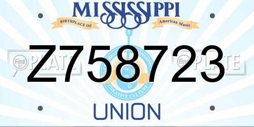 Z758723 Mississippi License Plate