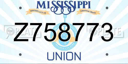 Z758773 Mississippi License Plate