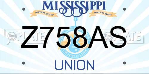 Z758AS Mississippi License Plate