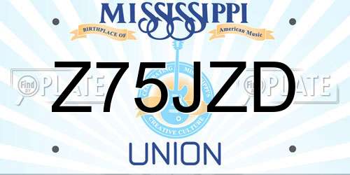 Z75JZD Mississippi License Plate