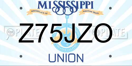 Z75JZO Mississippi License Plate
