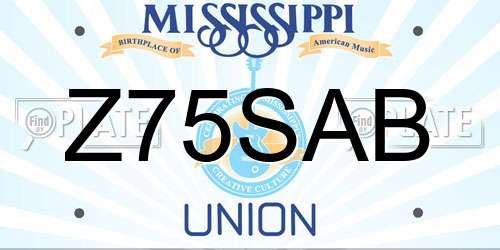 Z75SAB Mississippi License Plate