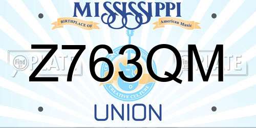 Z763QM Mississippi License Plate