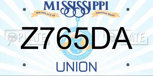Z765DA Mississippi License Plate