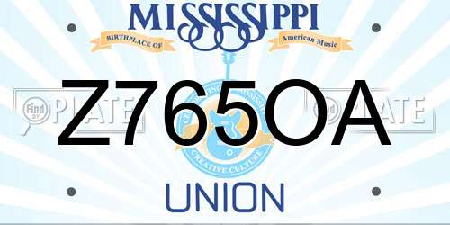 Z765OA Mississippi License Plate