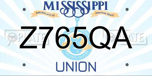 Z765QA Mississippi License Plate