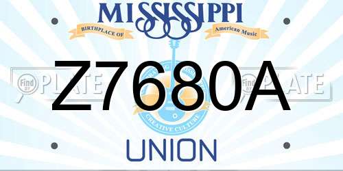 Z7680A Mississippi License Plate