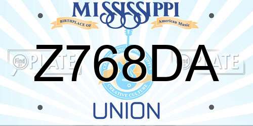Z768DA Mississippi License Plate