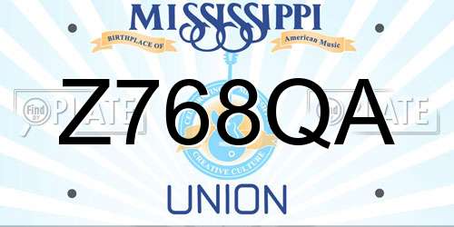 Z768QA Mississippi License Plate