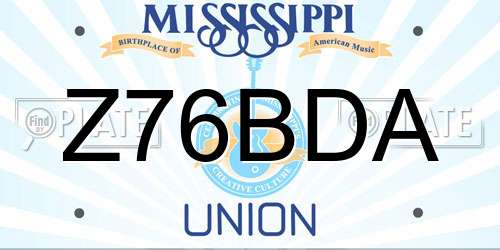 Z76BDA Mississippi License Plate