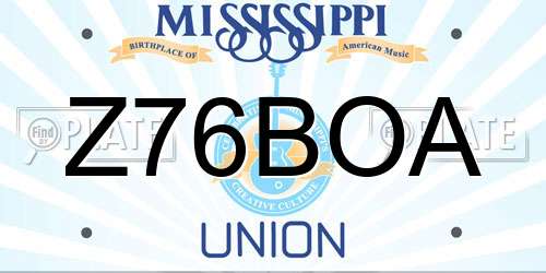 Z76BOA Mississippi License Plate