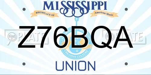 Z76BQA Mississippi License Plate