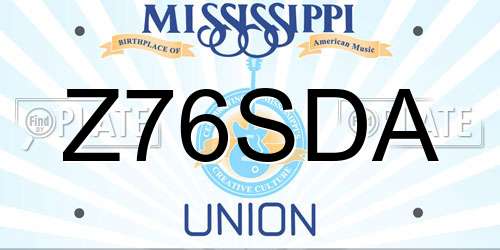 Z76SDA Mississippi License Plate
