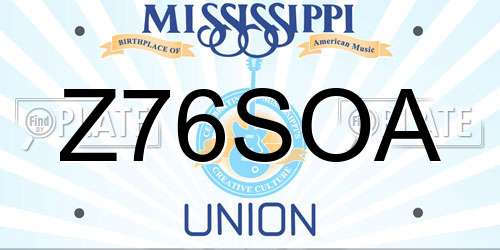 Z76SOA Mississippi License Plate
