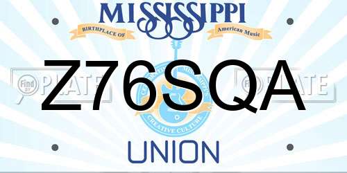 Z76SQA Mississippi License Plate