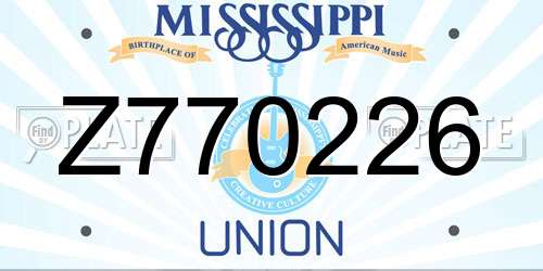 Z770226 Mississippi License Plate