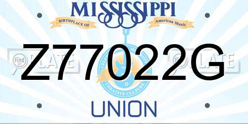 Z77022G Mississippi License Plate