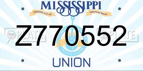 Z770552 Mississippi License Plate