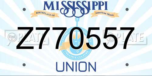 Z770557 Mississippi License Plate