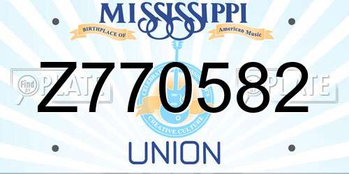 Z770582 Mississippi License Plate