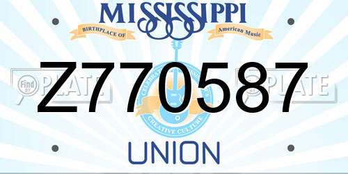 Z770587 Mississippi License Plate
