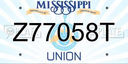 Z77058T Mississippi License Plate