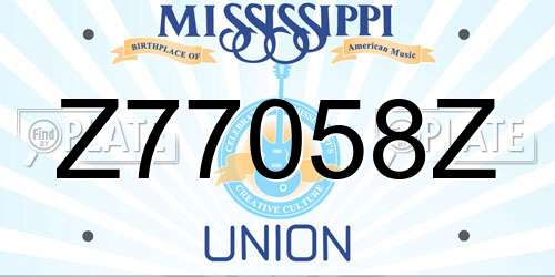 Z77058Z Mississippi License Plate