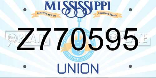 Z770595 Mississippi License Plate