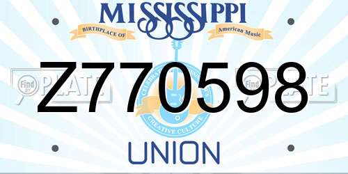 Z770598 Mississippi License Plate