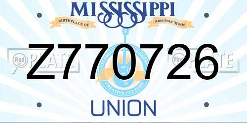 Z770726 Mississippi License Plate