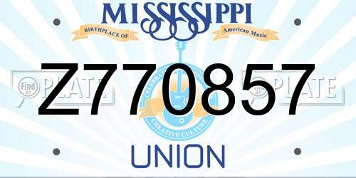 Z770857 Mississippi License Plate