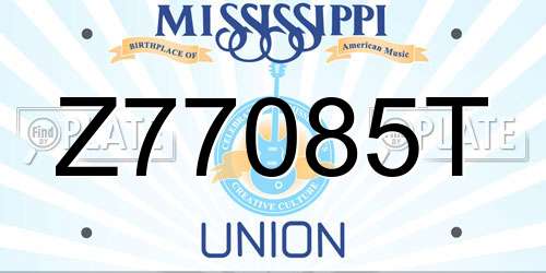 Z77085T Mississippi License Plate