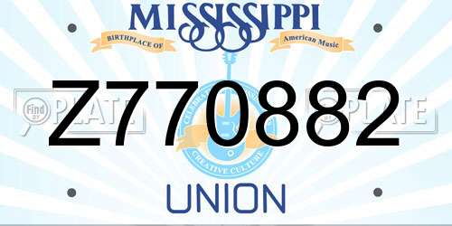 Z770882 Mississippi License Plate