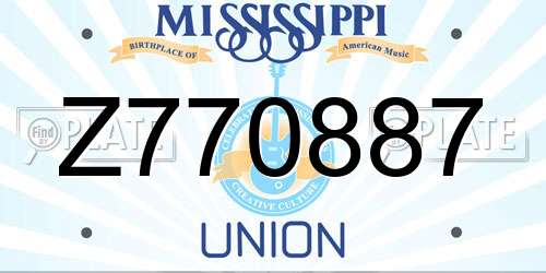 Z770887 Mississippi License Plate