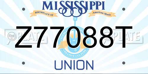 Z77088T Mississippi License Plate