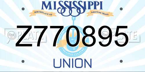 Z770895 Mississippi License Plate