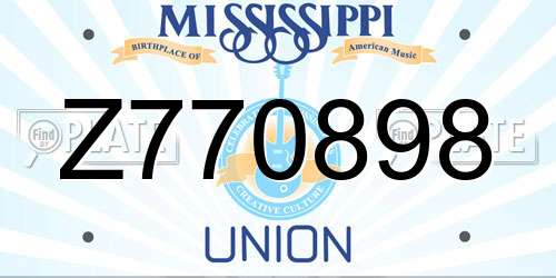 Z770898 Mississippi License Plate