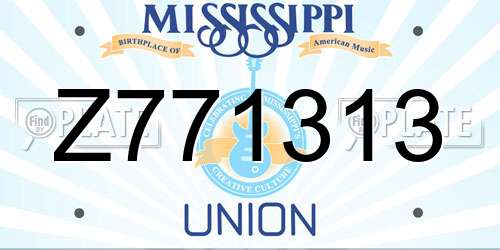 Z771313 Mississippi License Plate