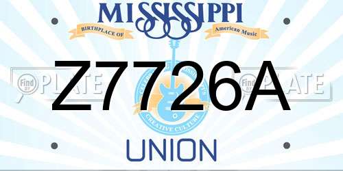 Z7726A Mississippi License Plate