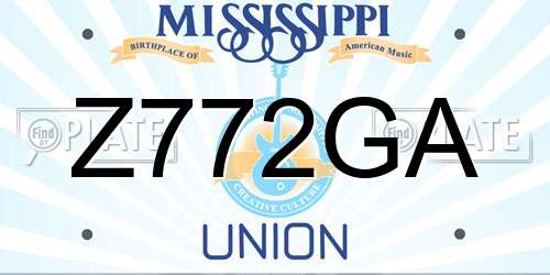 Z772GA Mississippi License Plate