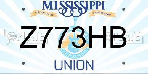 Z773HB Mississippi License Plate