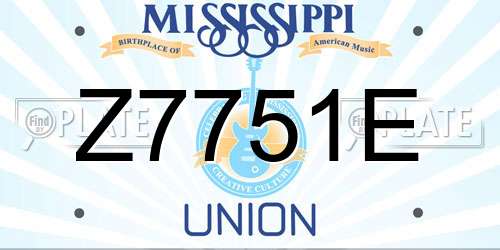 Z7751E Mississippi License Plate