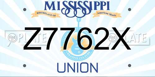 Z7762X Mississippi License Plate
