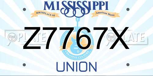 Z7767X Mississippi License Plate