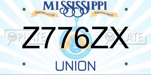 Z776ZX Mississippi License Plate